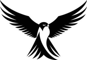 A bold and powerful black and white element illustration of a falcon in flight, perfect for branding, logos, and design projects vector