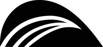 Abstract logo with a bold, modern design featuring a black curved shape and white lines vector