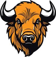 A powerful and fierce bull mascot head with a determined expression, perfect for sports teams, logos, and branding projects vector