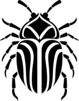 A bold and striking black and white illustration of a beetle, perfect for tattoo design, branding, or any project requiring a powerful insect motif vector