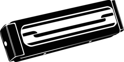 Black and white illustration of a harmonica, perfect for musical projects, branding, and design elements vector