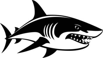 A fierce and iconic black and white silhouette of a shark, perfect for branding, logos, or illustrations related to the ocean, adventure, and power vector