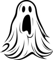 A simple, bold black and white illustration of a screaming ghost vector
