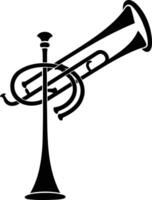 Simple black and white element illustration of a trumpet with a stand vector