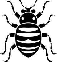 Simple black and white illustration of a stylized bug or beetle vector