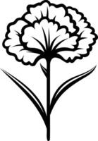 Simple black and white illustration of a carnation flower, perfect for adding a touch of elegance to your designs vector