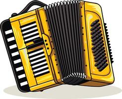 A bright yellow cartoon accordion, perfect for adding a musical touch to your designs vector