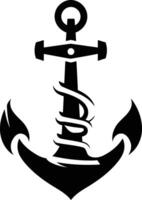 A stylized black and white anchor, a classic nautical symbol perfect for branding, logos, or design projects vector