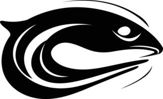 Abstract black and white logo design featuring a stylized fish, perfect for branding and graphic design projects vector