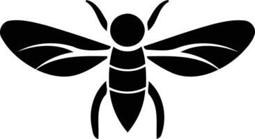 A simple, minimalist black and white illustration of a bee vector