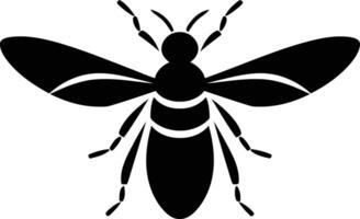 Simple, bold silhouette of a bee in flight vector