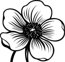 Elegant black and white illustration of a single flower, perfect for tattoo design, branding, or floral art projects vector