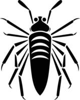 A striking black and white illustration of a stylized insect, perfect for tattoos, graphic design projects, and branding vector