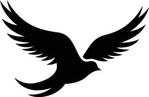 Simple, elegant black silhouette of a bird in flight vector