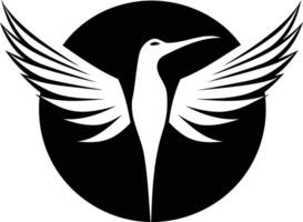 Modern, minimalist logo design featuring a stylized bird in flight within a circular frame vector