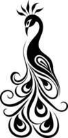 Elegant black and white peacock silhouette, perfect for adding a touch of style and sophistication to any design vector