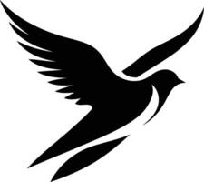 Simple yet elegant black and white silhouette of a bird in flight, perfect for logo design or branding vector