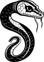 Black and white element illustration of a snake with a detailed design, perfect for tattoo designs, posters, and graphic projects vector