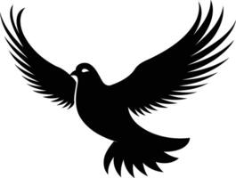 A simple, elegant silhouette of a dove in flight, perfect for use in design projects related to peace, hope, and spirituality vector