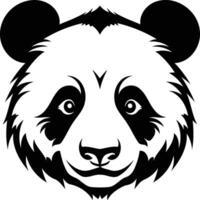 Black and white element illustration of a panda bear head in profile vector
