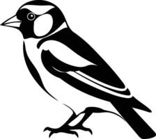 Black and white illustration of a bird in a simple silhouette style vector