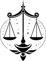 A simple yet elegant illustration of the libra zodiac sign, featuring a stylized scale with intricate details vector