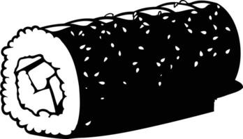 A simple silhouette of a sushi roll, perfect for use in menus, social media, or website graphics vector