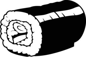 A simple, bold silhouette of a sushi roll vector