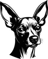 Black and white element illustration of a chihuahua dog head, ideal for tattoo designs, pet-related projects, and branding vector