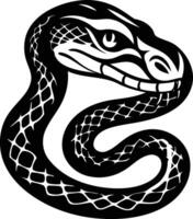Black and white illustration of a coiled snake with a detailed head, perfect for tattoos, branding, and graphic design projects vector