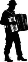 Silhouette of a man playing the accordion vector