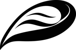 Abstract black and white element illustration of a stylized leaf vector