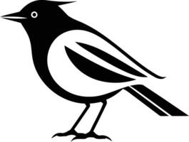 A simple yet striking black and white silhouette of a bird, ideal for logo design, branding, or decorative purposes vector