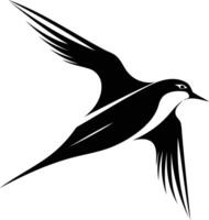 A stylized black and white silhouette of a bird in flight vector