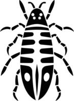 A bold, black and white illustration of a stylized beetle with intricate patterns, ideal for tattoos, logos, or graphic design projects vector