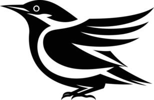 Black and white illustration of a stylized bird with wings spread vector