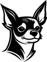 A bold black and white element illustration of a chihuahua head, perfect for creating unique logos, t shirt designs, and branding for pet businesses vector