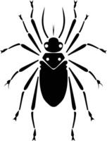 Simple, bold black and white illustration of a stylized beetle vector