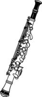Black and white line art illustration of an oboe, perfect for music-related designs, educational materials, or website graphics vector