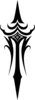 A bold, abstract design in black and white, featuring a stylized, pointed shape with intricate details vector