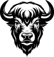 A bold and powerful illustration of a bull's head in a black and white silhouette, perfect for adding a fierce and masculine touch to any design vector