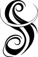 Stylish black and white tattoo design with intricate swirls and curves vector