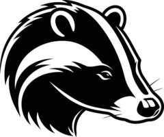 A bold, black and white illustration of a badger's head, perfect for use in branding, logos, and designs vector