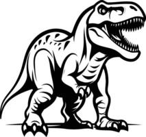 A fierce black and white illustration of a tyrannosaurus rex dinosaur, perfect for adding a prehistoric touch to your designs vector