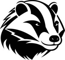 A bold, black and white illustration of a badger's head, perfect for branding or design projects vector