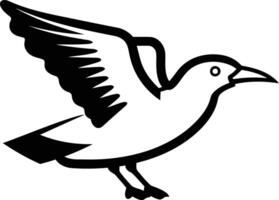 Simple black and white line art illustration of a bird in flight vector