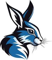 A bold and striking element illustration of a rabbit's head, featuring a blue and white color scheme and dynamic lines vector