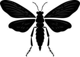 A striking black silhouette of a beetle with outstretched wings, perfect for design projects or scientific illustrations vector