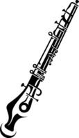 Stylized black and white illustration of a clarinet, perfect for music education, design projects, or creating unique patterns vector