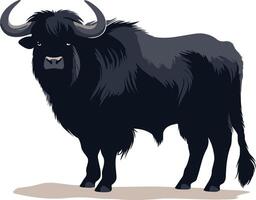 Black Yak with Curved Horns vector